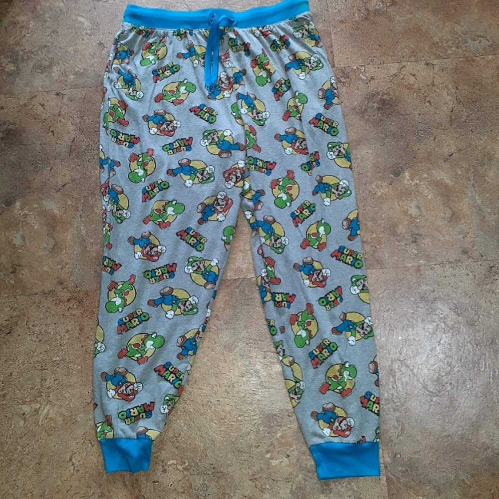 Super Mario Jogger Pants Mens Large Sweat Pant Pajama Bottom Nintendo